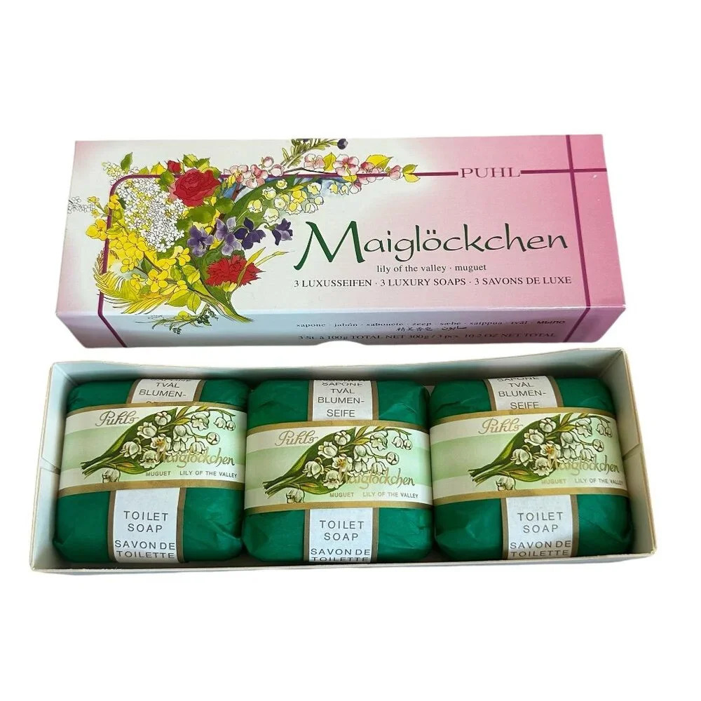 Puhl Maiglockchen Three Luxury Soaps Bar Lily of the Valley Muguet NEW NIB